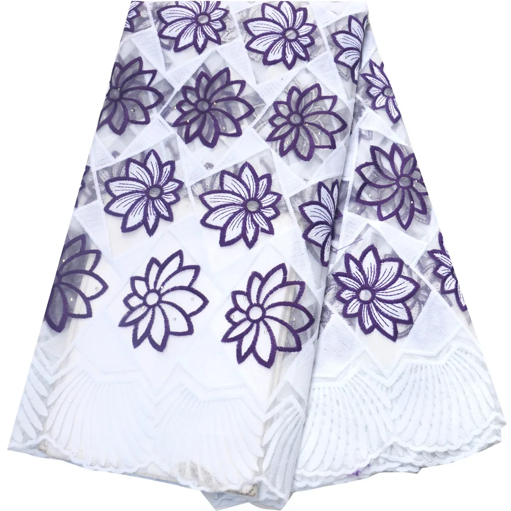 Нигерийская Кружевная Ткань 5 ярдов белая молочная шелковая сетка африканская