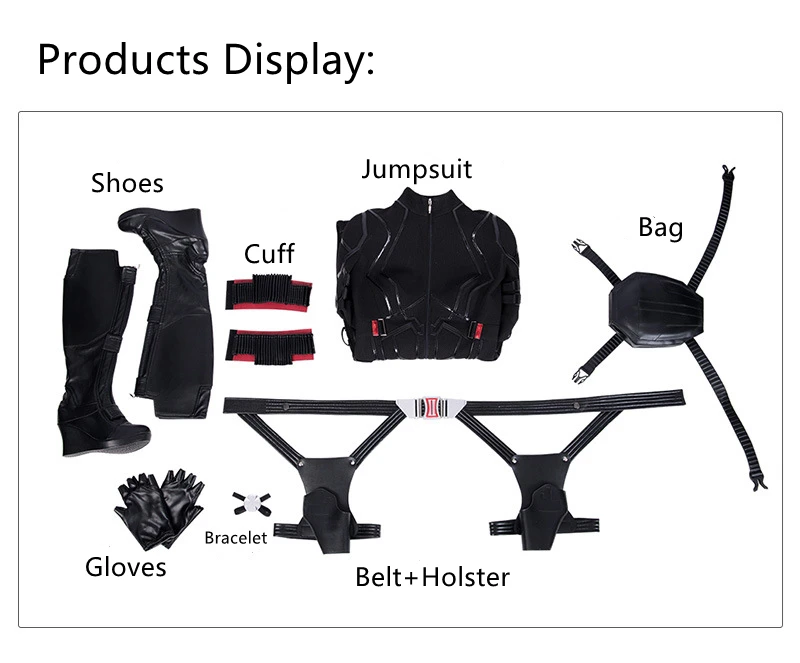 Черный костюм для косплея женский на Хэллоуин черно-белый Natasha Romanoff комбинезон и