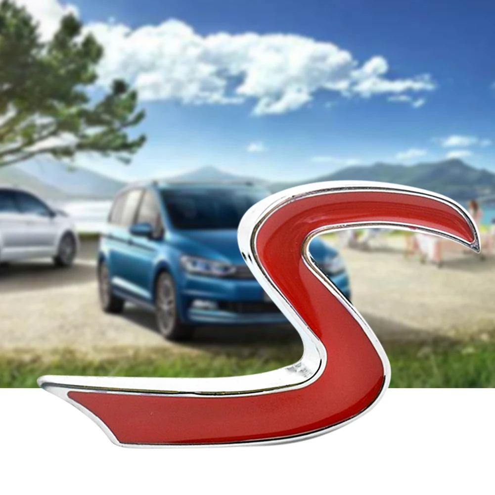 S Гриль значок автомобиля логотип водонепроницаемый 3D красный автомобиль