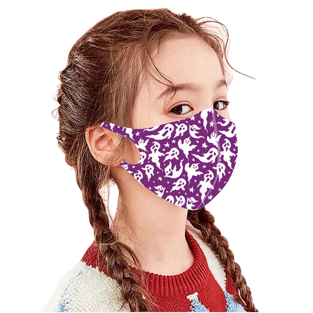 

Children Halloween Pumpkin Ghost Bat Spider Pattern Printing Mouth Mask for Outdoor Protection Mask Washable Earloop Mask 5pcs