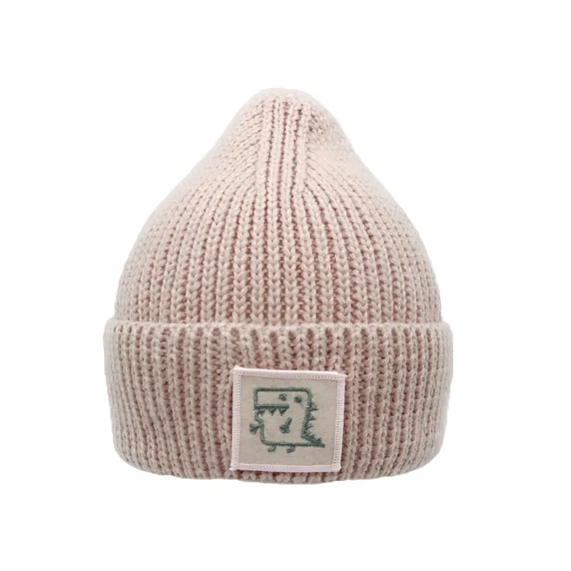 Милая зимняя детская шапка для новорожденных Повседневная однотонная вязаная