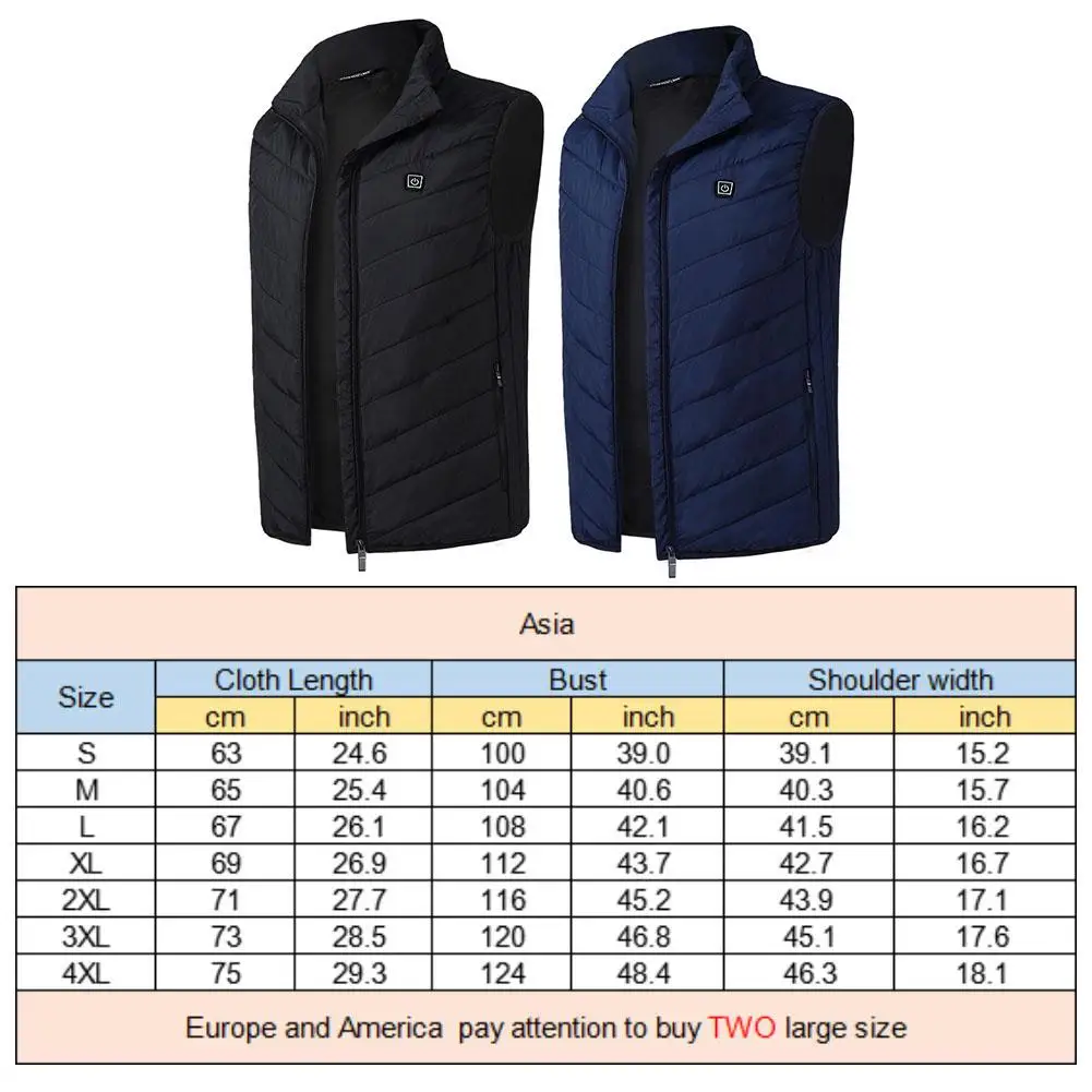 Winter USB Heating Vest Jacket Electric Thermal Clothing Waistcoat For Women Men Outdoor Hiking Camping Cycling