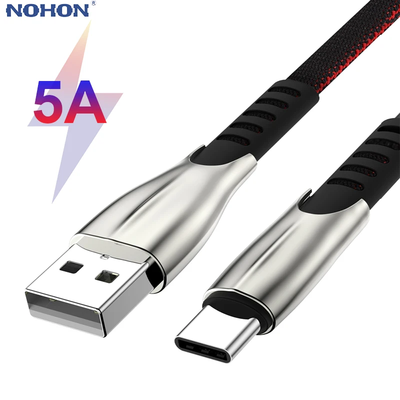 Кабель Nohon USB Type-C для телефонов Android, 5A, 1-3 м - изображение