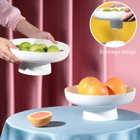 1pcs simple plastic round fruit plate household kitchen vegetable drain basket candy snack storage tray