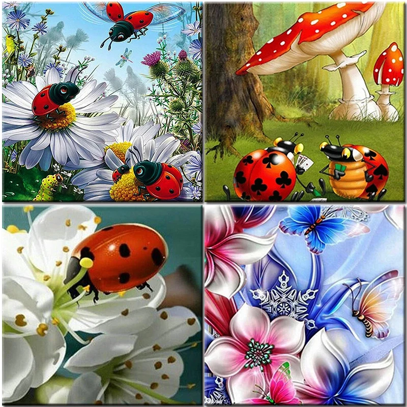 

5D DIY Diamond Painting Animals Lady Beetle Picture Cross Stitch Gift Square/Round Full Drill Embroidery Mosaic Art Home Decor