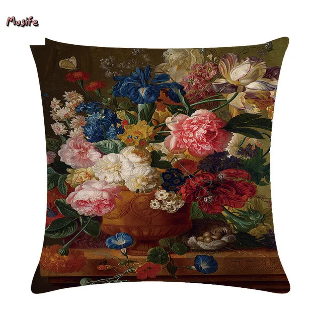 

Flower-shaped Pillowcase, Square Linen Pillowcase, Bedroom Pillowcase, Decorative Pillowcase for Home Hotel Car, Size 45cmx45cm.