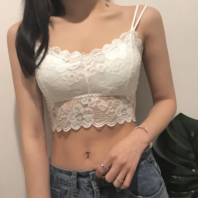 

Tidan Girl Underwear Bottoming Anti-Exposure Camisole Lace Crop Tops Back Sexy Wrapped Chest Tube Top Short Collection Student