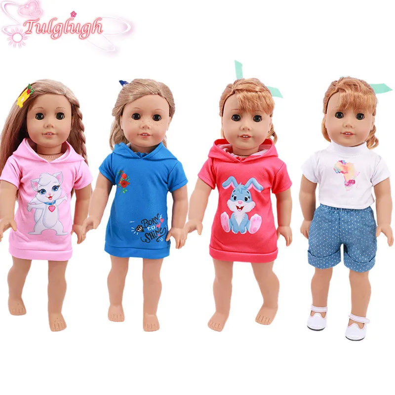 

Pink Cat Outfits Skirts Uniform Wear For 18Inch American Doll Girl&43Cm Baby New Born Doll Clothes Accessories,Birthday Gift