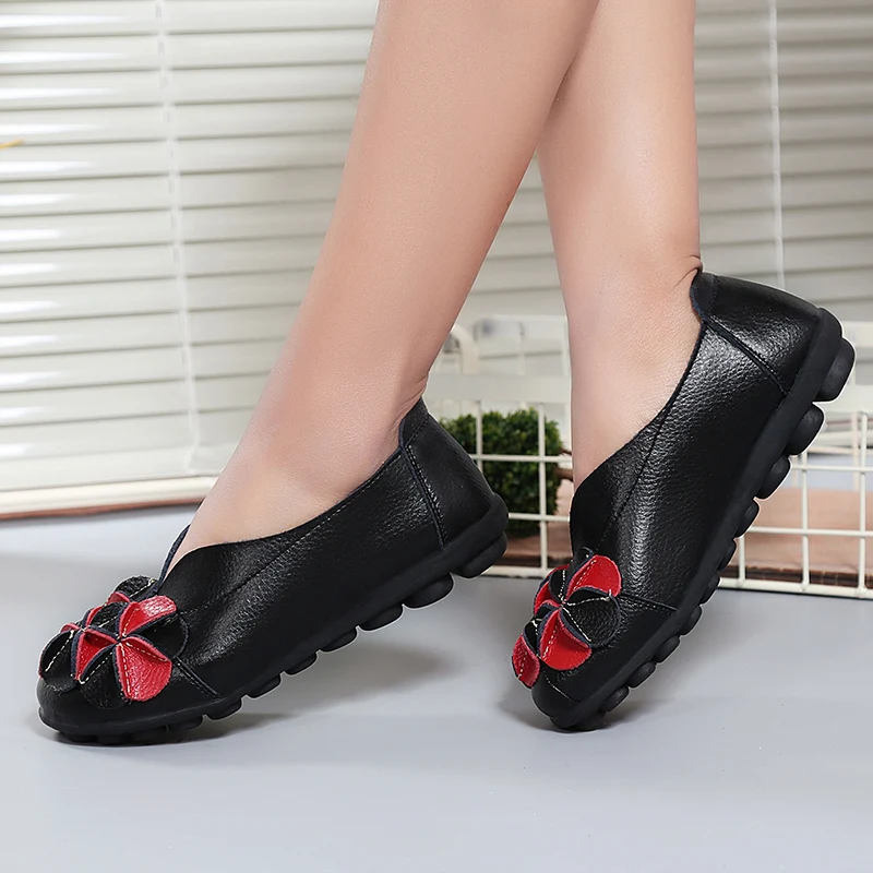 Обувь; женские лоферы; Zapatos De Mujer; обувь из натуральной кожи на плоской подошве; слипоны с цветочным узором; женская обувь; большие размеры 35-44