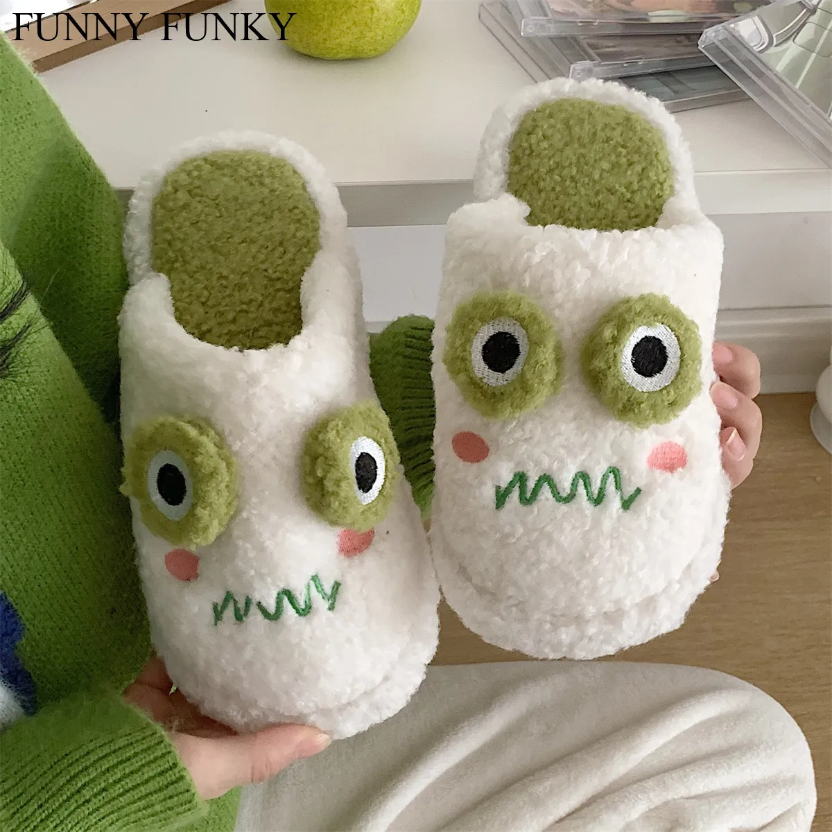 

Забавные Веселые зимние женские туфли, тапочки с мультяшными животными, домашние слипоны, плюшевая женская обувь для дома 2021, женская обувь