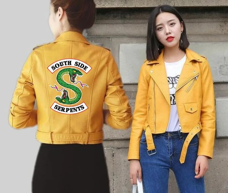 Женская куртка с поясом Riverdale из искусственной кожи на молнии цвет в