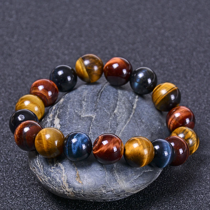 6-12mm AAAA Tiger Eye Stone Bracelets Charm Natural Beads Bracelet for Men Women Yoga Meditation Male Buddha Jewelry | Украшения и