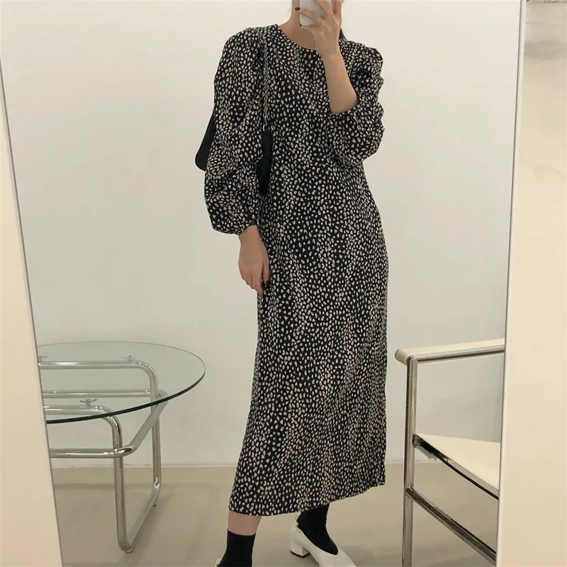 

Retro fashion leopard print loose sweet fashion age reduction dress