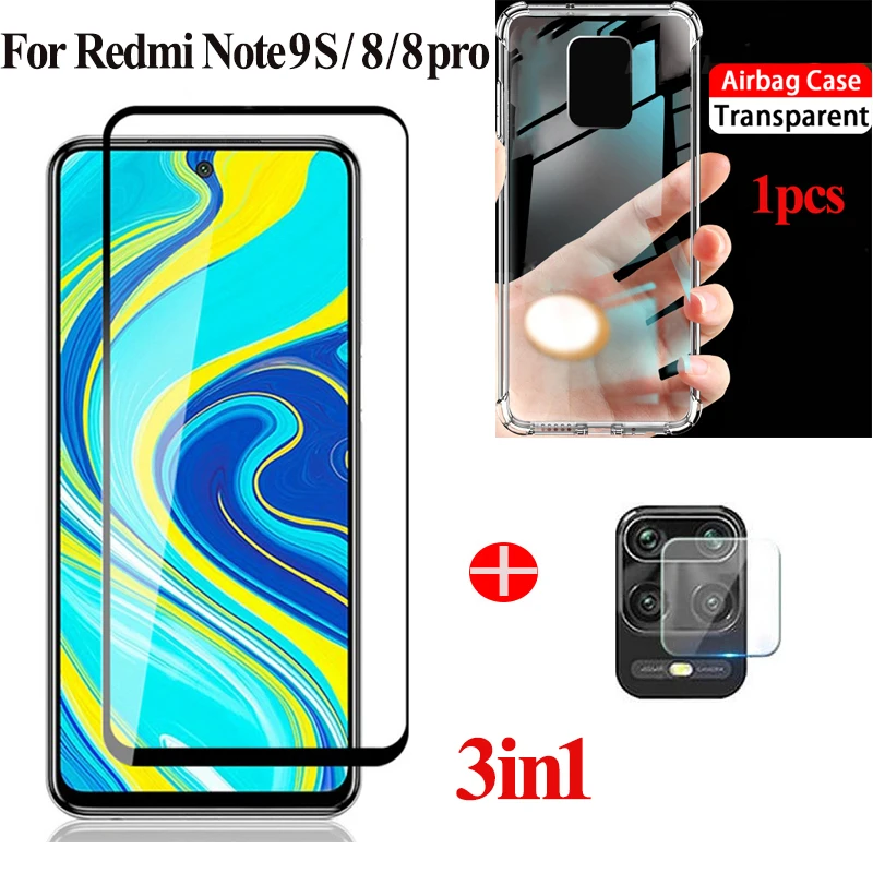стекло для redmi note 9 s 8pro 8 global чехол с воздушной подушкой 9s xiaomi редми ноут 8про