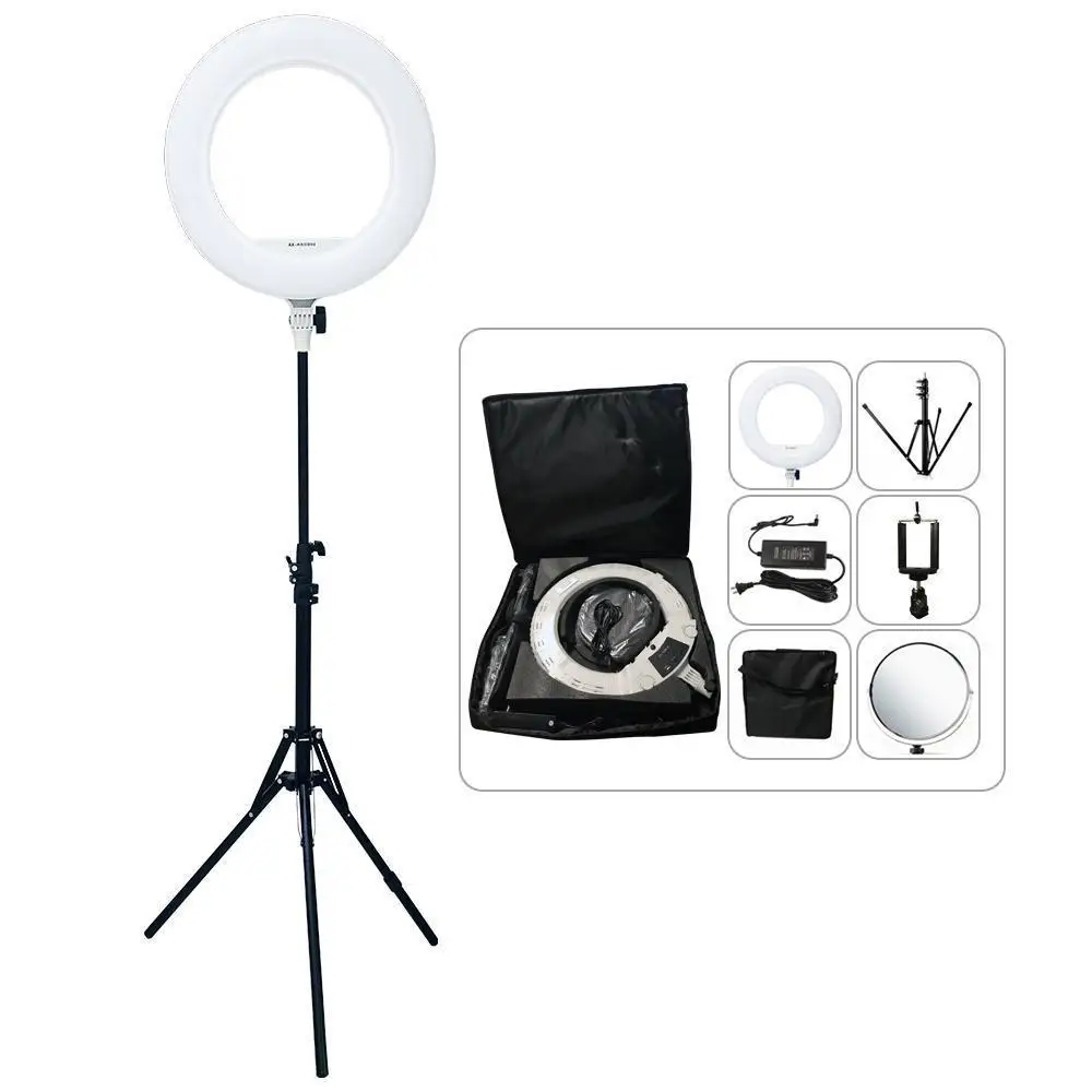 

Yidoblo AX-480SII 18inch Dimmable Bi-color inner 12" Ring Lamp 5500K Broadcast Video Photography Makeup Ring Light LED Lamp Suit