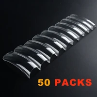 wholesale 50 packs of 500pcs square half cover false nails long clear fake fingernail artificial art tips finger salon diy
