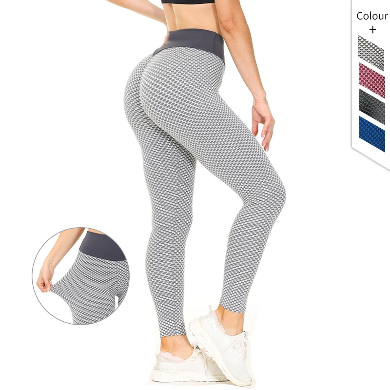

Women's Ruched Butt Lifting High Waist Yoga Pants Tummy Control Stretchy Bubble Workout Leggings Textured Booty Running Tights