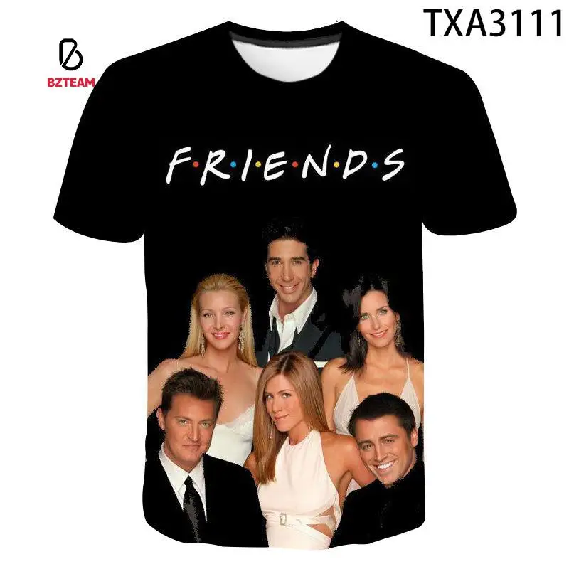 

Новинка, футболка BZTEAM с 3D принтом для ТВ-шоу друзей, Повседневная Уличная одежда для мальчиков и девочек, модная летняя крутая футболка с при...