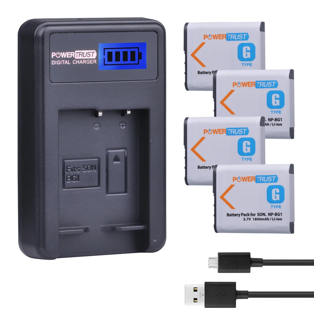 PowerTrust NP BG1 NPBG1 батарея + ЖК зарядное устройство USB для Sony DSC H3 H7 H9 H10 H20 H50 H55|Цифровые