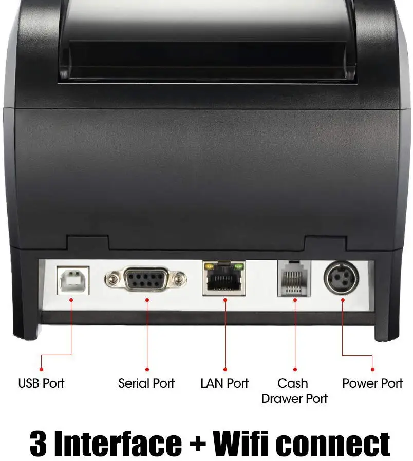 Термальный чековый принтер 80 мм Pos с WIFI/Bluetooth/USB/LAN/RS232 порт авторезак для ресторана