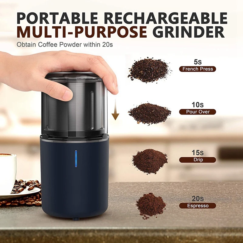 

Coffee Grinder Electric Coffee Bean Grinder USB-C Rechargeable Blade Coffee Grinder for Coffee, Spices, Nuts