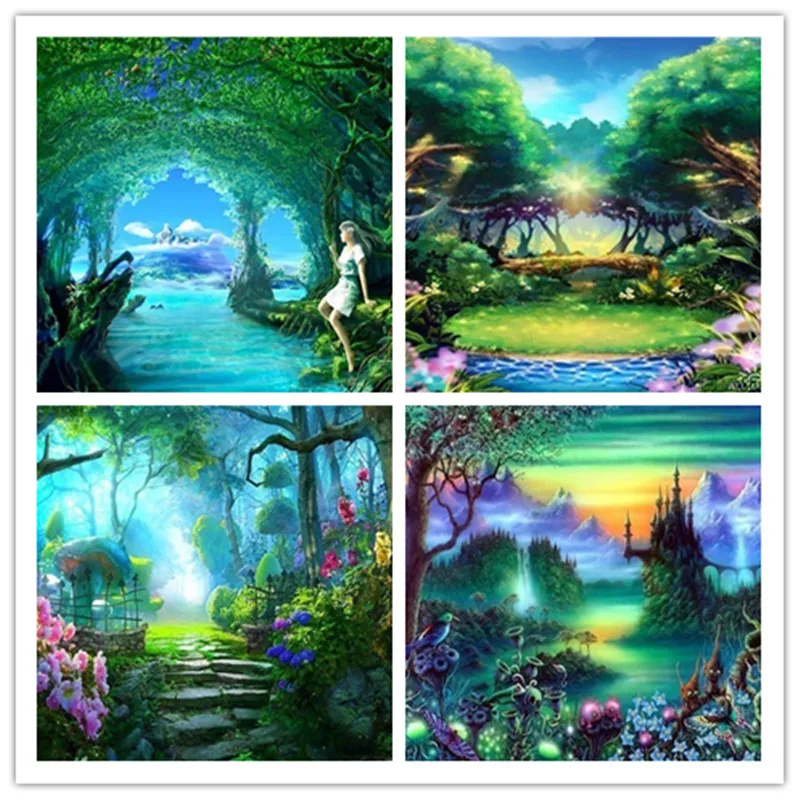 DIY Полная Картина из бисера пейзаж дерево алмазная вышивка крестиком украшение