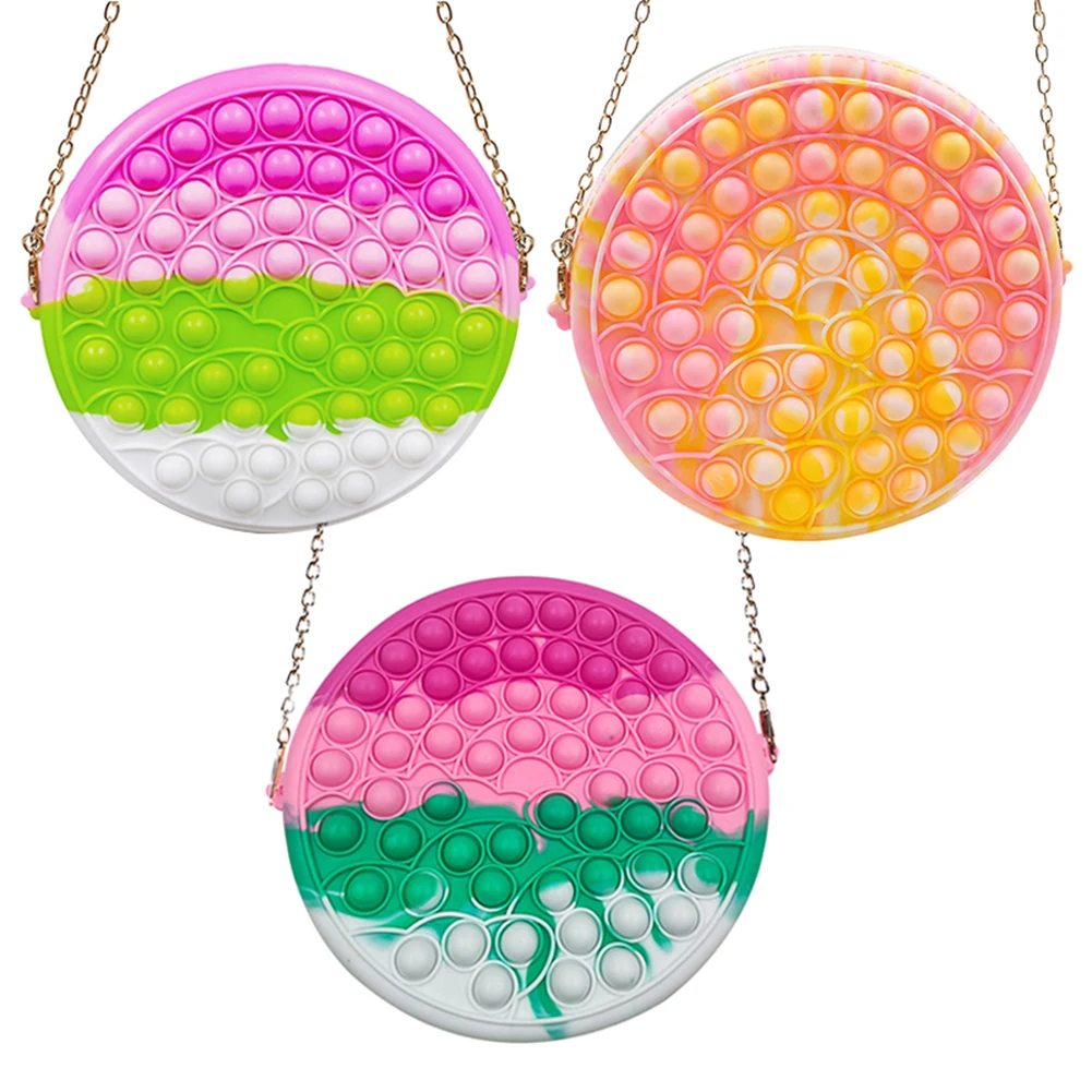 

Anti-Stress Fidge Toys Lady Girl Handbag Push Bubble Sensory Squeeze Bag Silicone Sensory Storage Bag for Adult Children