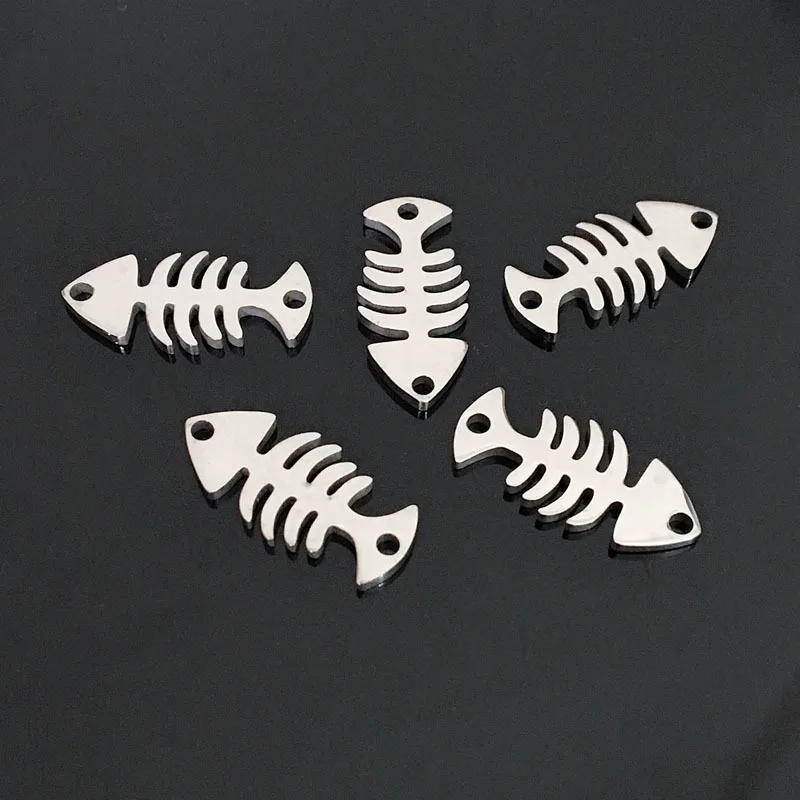 Рыбьи костяные соединители из нержавеющей стали свободные бусины для ювелирных