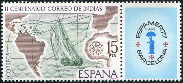 1 шт./компл. Новинка штамп почты Испании 1977 штампы с морской картой Барселоны MNH |