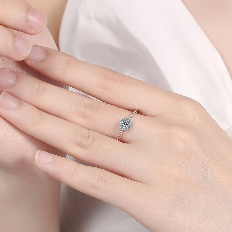 Круговое обручальное кольцо с муассанитом LINDA VICKY из серебра 925 для женщин |