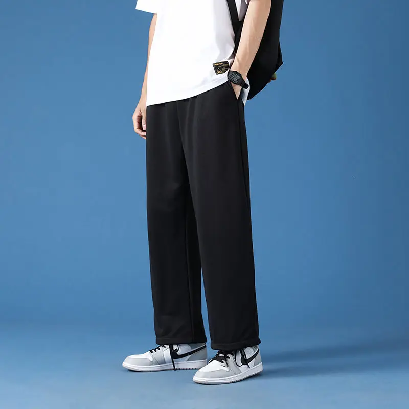 

Pure Color Straight Ice Silk Pants Men's Korean Fashion Loose Casual Pants Men's Harajuku Streetwear Jogger Sweatpants Men