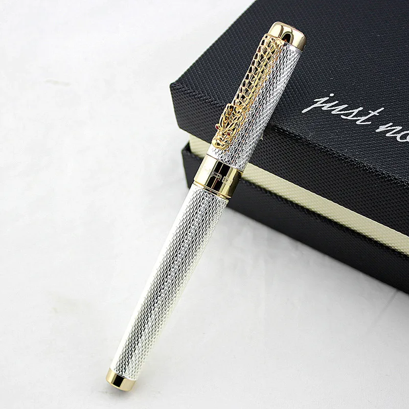 Jinhao 1200 винтажная Роскошная шариковая ручка с зажимом в виде серебряного дракона