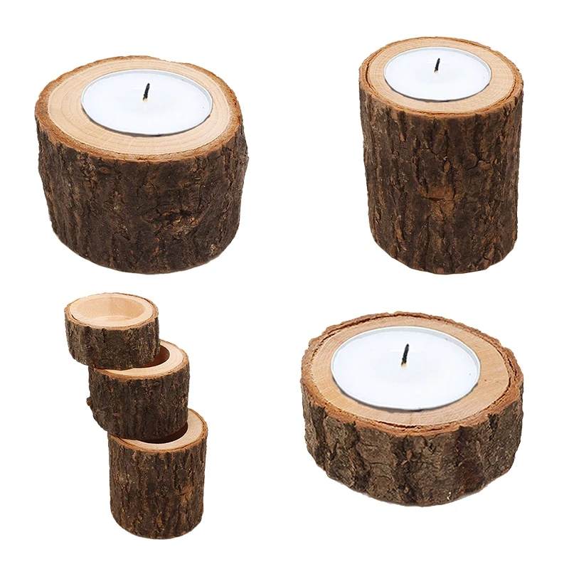 

Vintage Wooden Tree Branch Candle Holder Wood Tea Light Candlelight Dinner Deco