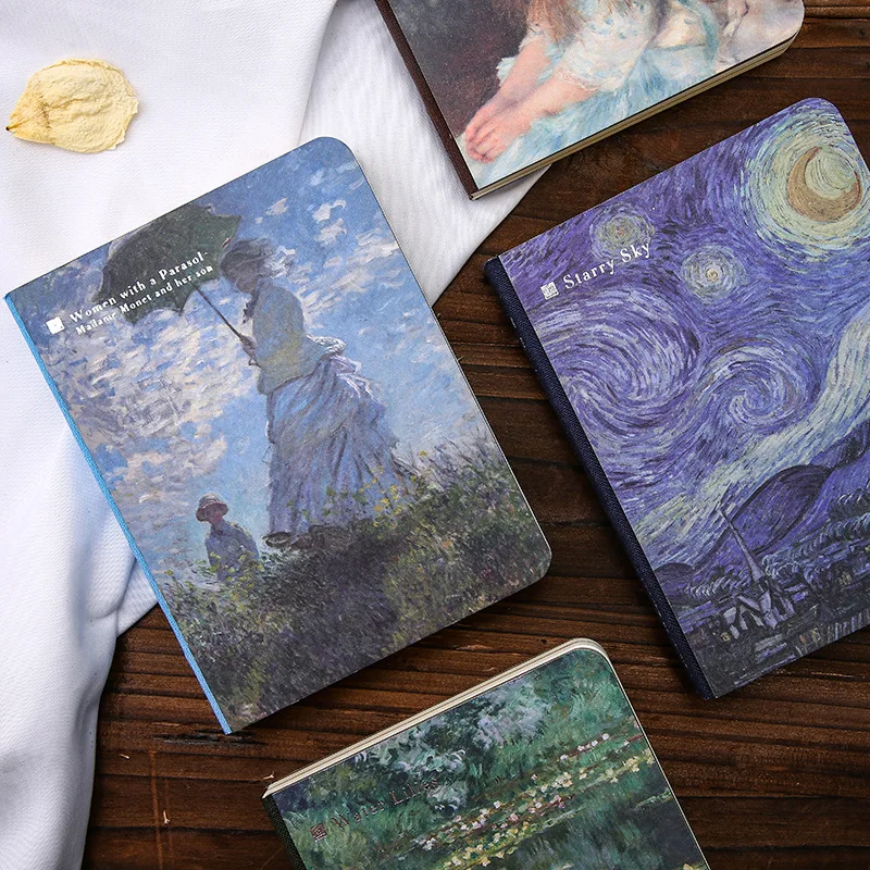 

Vintage Hardcover Notebook Van Gogh Oil Painting Cover Diary Pad Creative Office Decoration Stationery Diary Journal Supplies
