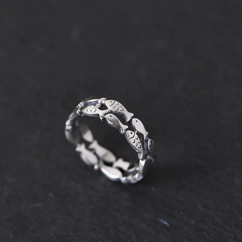 

FNJ 925 Silver Fish Ring for Women Jewelry 100% Original Pure S925 Silver Sterling Rings Animal Romantic