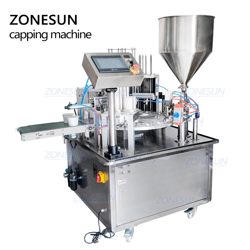 ZONESUN Automatic Jelly Yogurt Ice Cream Juice Sugar Honey Rotary Cup Discal Filling Capping Sealing Machine | Инструменты