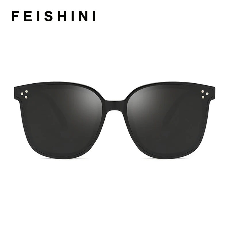 Женские и мужские солнцезащитные очки FEISHINI квадратные в стиле ретро с