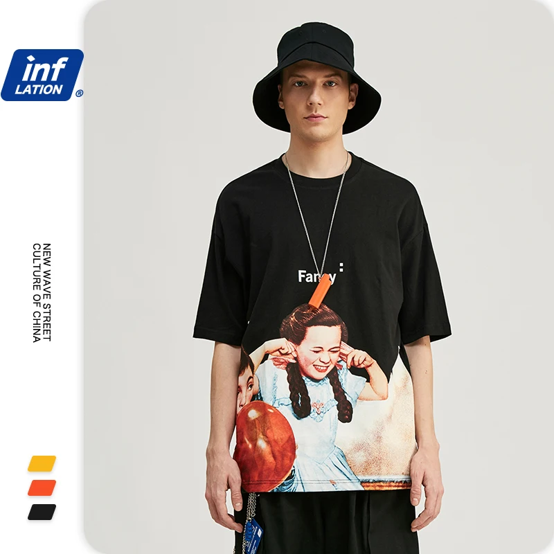 INFLATION 2019 летние мужская одежда футболка Винтажные мужские футболки в стиле хип