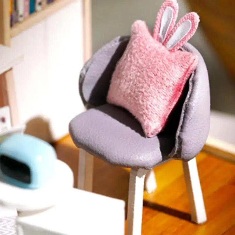 Мультфильм DIY миниатюрный деревянный кукольный домик мебель комплект модель кукольного домика Дети Девочка Монтессори DIY игрушки для детей рождественские подарки