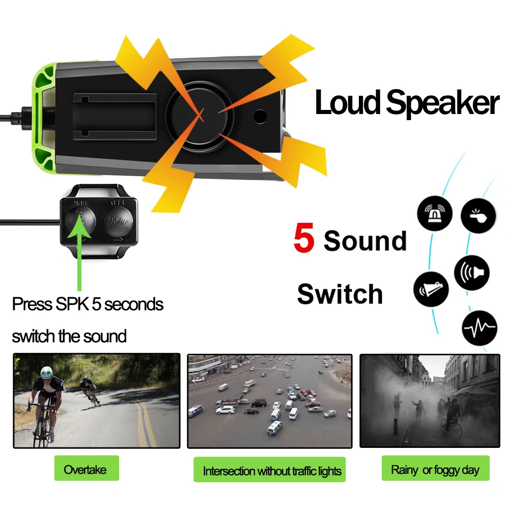 

4000mAh Bicycle Front Light Set USB Rechargeable Headlight With Speedometer Horn 800 Lumen LED Bike Lamp Cycling FlashLight