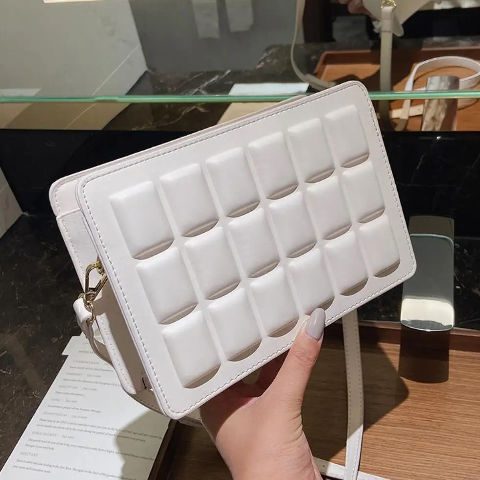 

Lattice Square Crossbody bag 2021 Fashion New High-quality PU Leather Women's Designer Handbag Vintage Shoulder Messenger Bag