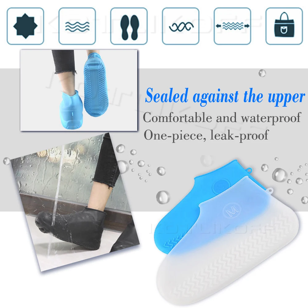 Silicone Overshoes Reusable Waterproof Rainproof Shoes Covers Rain Boots Non-slip Washable Unisex Wear-Resistant Shoe Covers