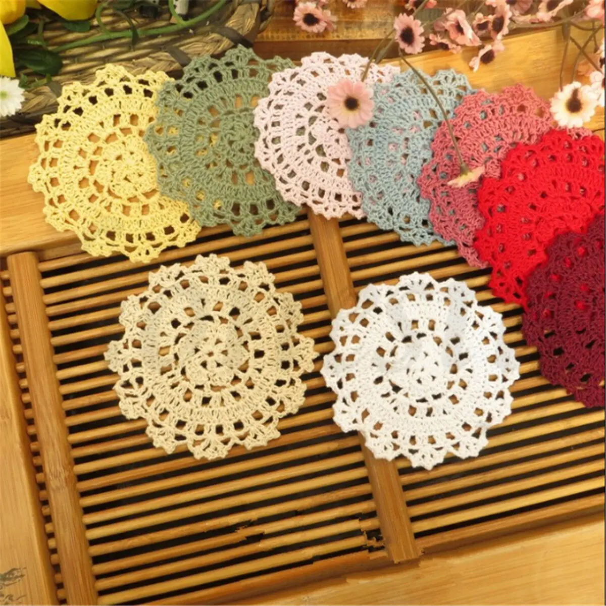 

1X Craft Handmade Crochet Cotton Round Lace Doily Coasters Tablecloth Round