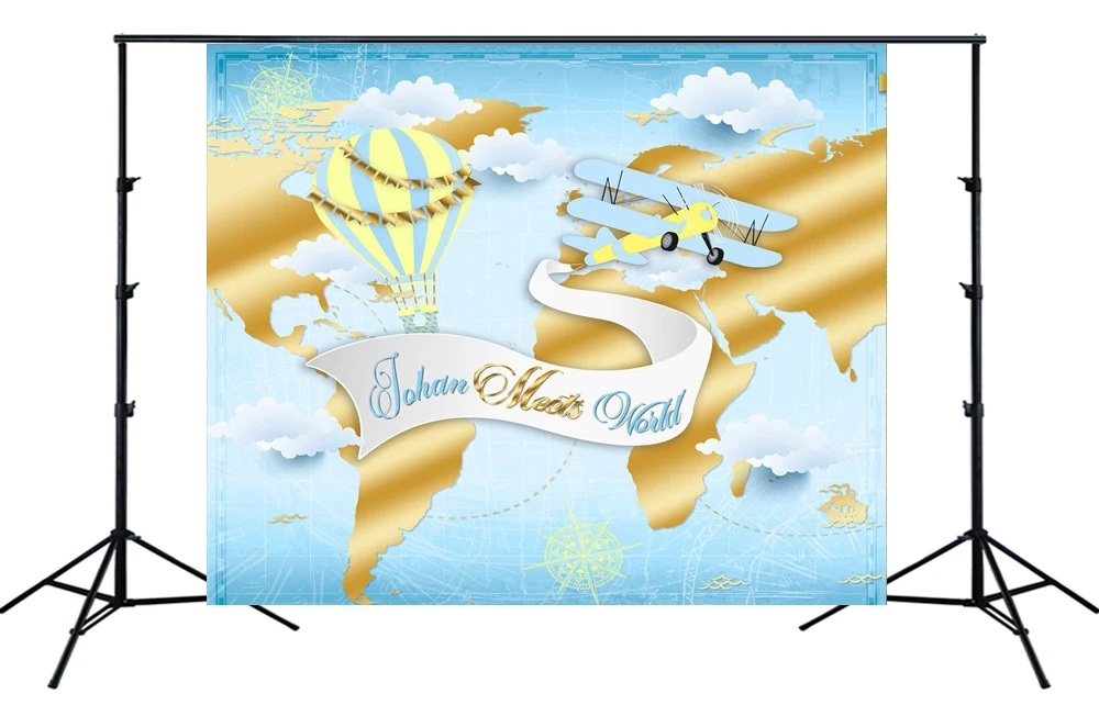 Приключения ждёт фон карта воздушный шар маленький путешественник мальчик 1 й