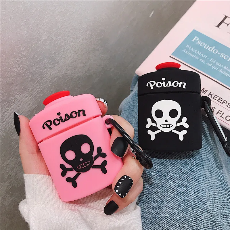 Чехол для наушников AirPod 1 2 с милым мультяшным ядовитым черепом чехол Apple Airpods
