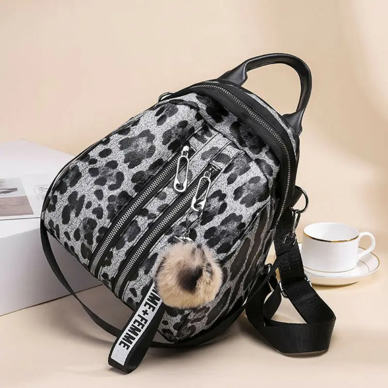 Женский рюкзак для девочек с леопардовым принтом из искусственной кожи