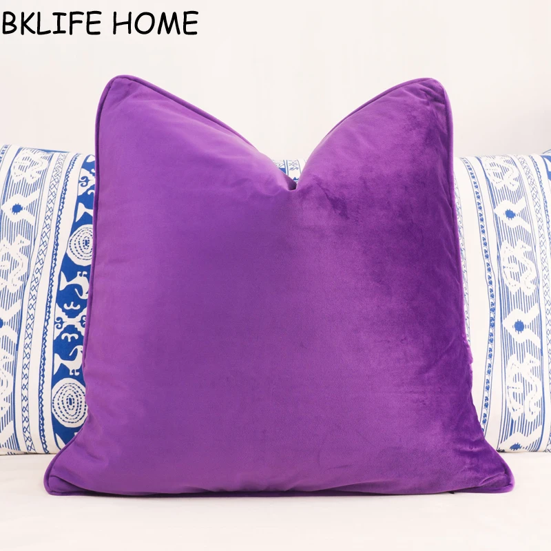 

Piping Design Deep Purple Velvet Cushion Cover Pillow Case Soft Pillow Cover No Balling-up Without Stuffing