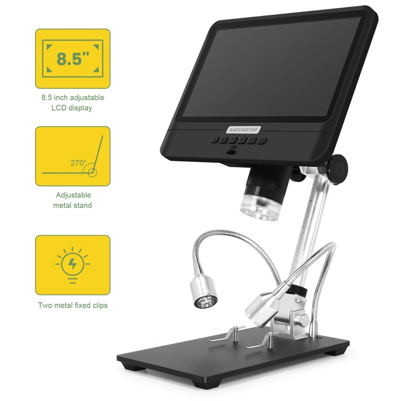 8 5 lcd screen digital microscope 5x 260x electronic video microscope phone repair soldering magnifier adjustable metal stand free global shipping