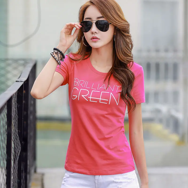 

Женская футболка с коротким рукавом и круглым вырезом, из хлопка