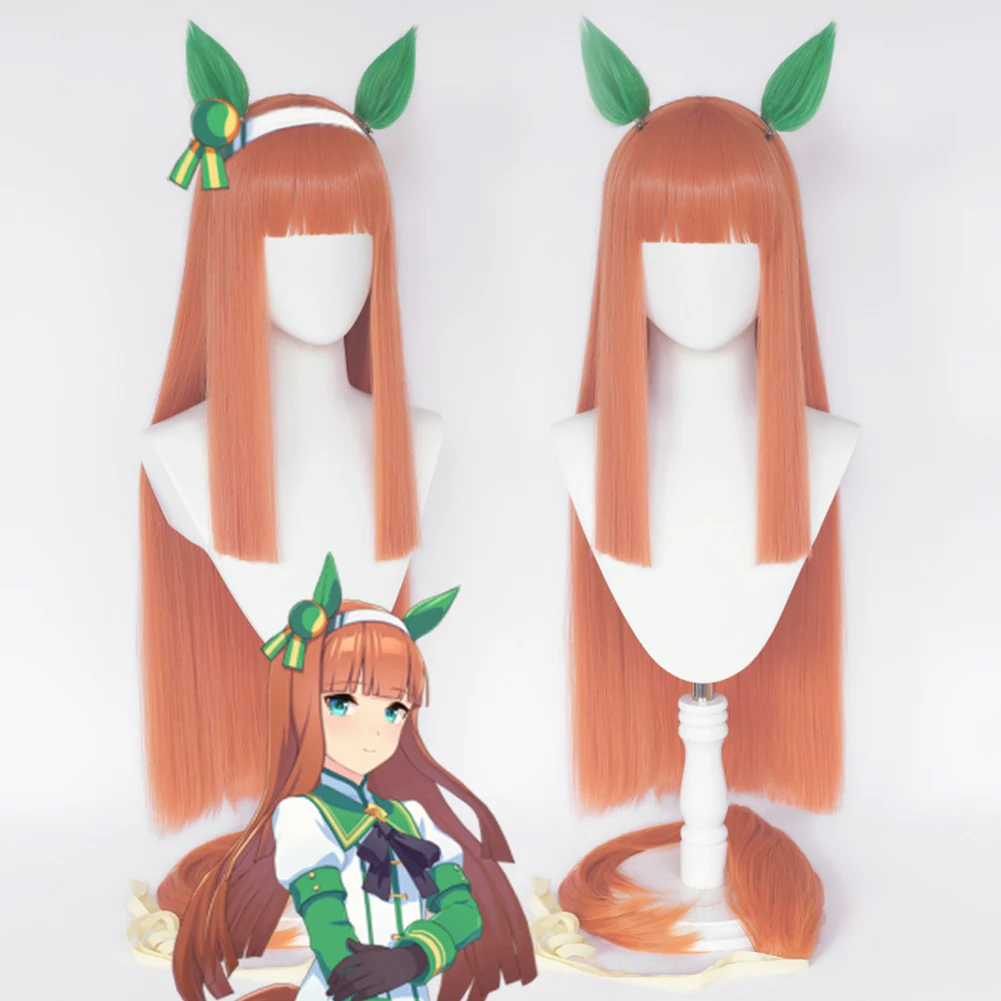 

Парик для косплея апельсиновые волосы для вечевечерние с ушами и бантом